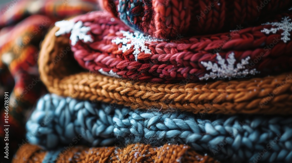 scarves and hats with simplistic snowy embellishments scarves and hats with simplistic snowy embellishments