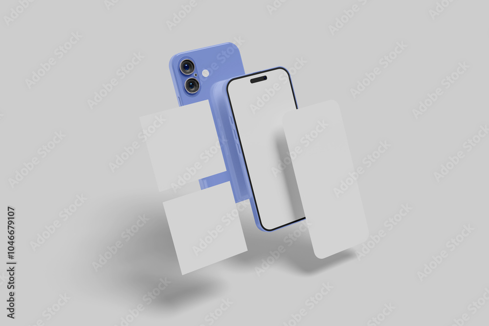 Phone Mockup with Blank Social Media Posts Template. Present Your Products and Branding, 3d rendering Phone Mockup with Blank Social Media Posts Template. Present Your Products and Branding, 3d rendering