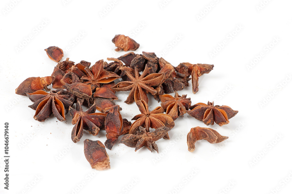 badian isolated on white background. star anise in studio badian isolated on white background. star anise in studio