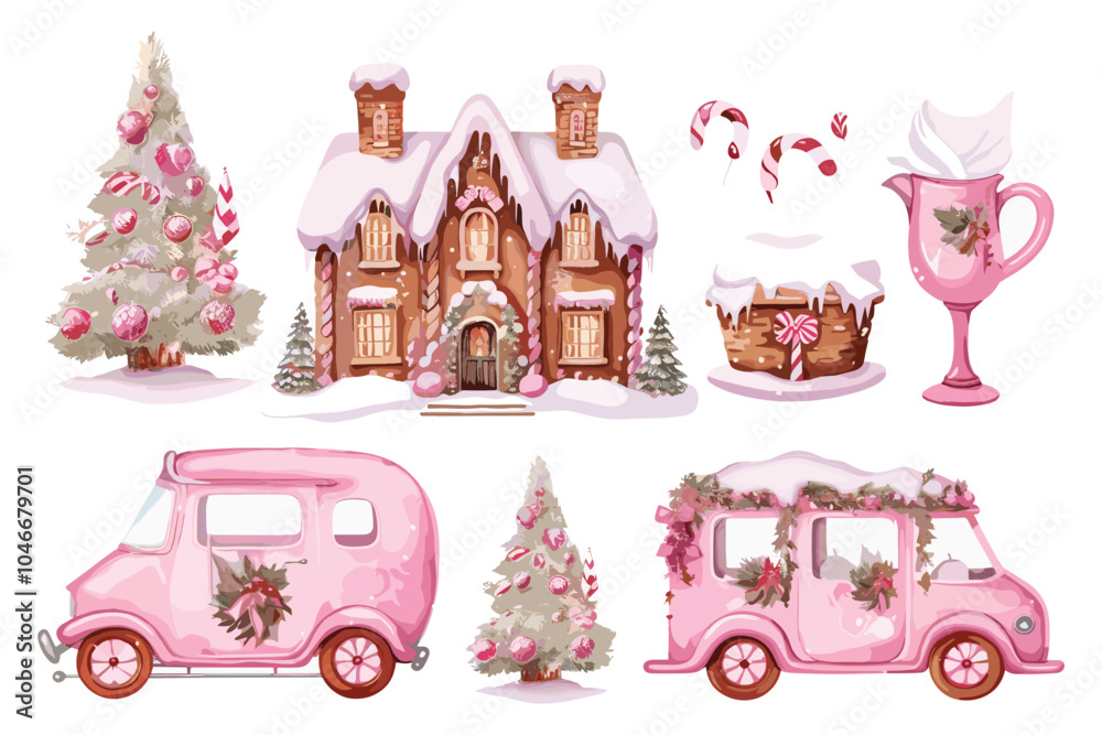 Obraz premium Pink Christmas Sublimation Clipart vector