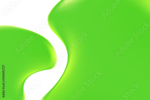 Abstract lime green liquid blobs, flowing fresh aloe vera gel droplets isolated, transparent background with copy space. Fluid organic forms, smooth fluid slime, collagen, serum. Beauty presentation