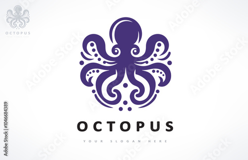 Octopus animal logo. Underwater design