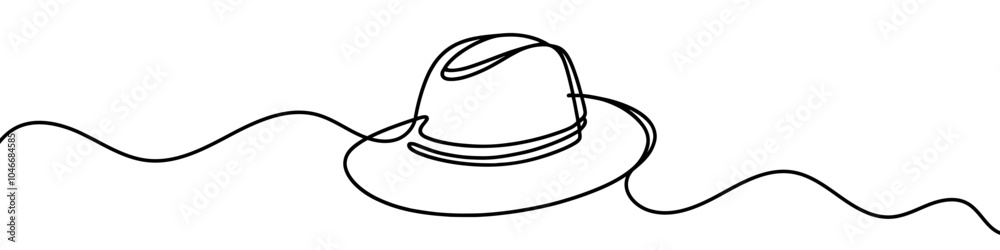 Continuous line is creating a stylish hat in this minimalist vector illustration Continuous line is creating a stylish hat in this minimalist vector illustration