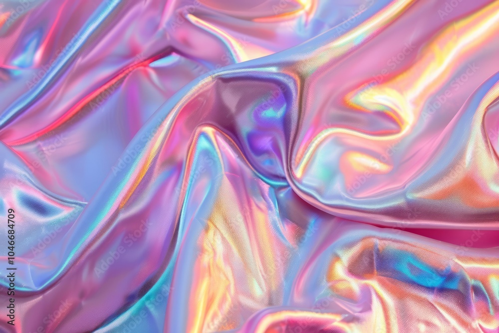 Fototapeta premium Image of Holographic iridescent effect silk material. Texture for background usage