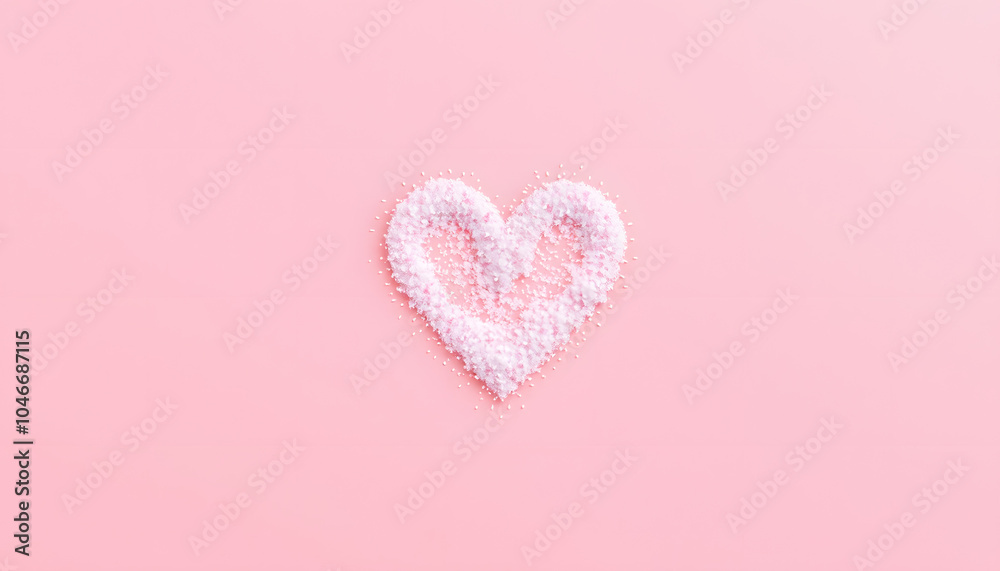 Heart symbol made of sparkles on pink background. Flat lay, top view Valentine's Day minimal holiday concept with white shades, png Heart symbol made of sparkles on pink background. Flat lay, top view Valentine's Day minimal holiday concept with white shades, png