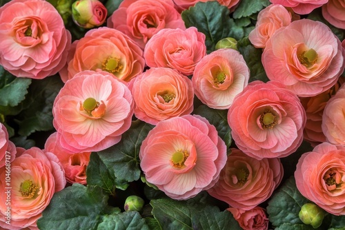 Blooming begonia flower bed in vibrant colors
