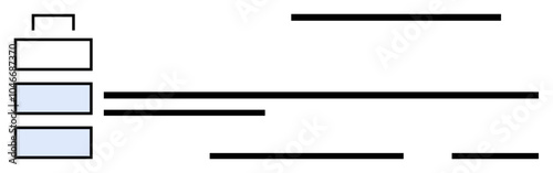 Abstract display of a hierarchical structure with a top box, connected with lines. Ideal for business process mapping, organizational hierarchy, information architecture, flowchart design, project