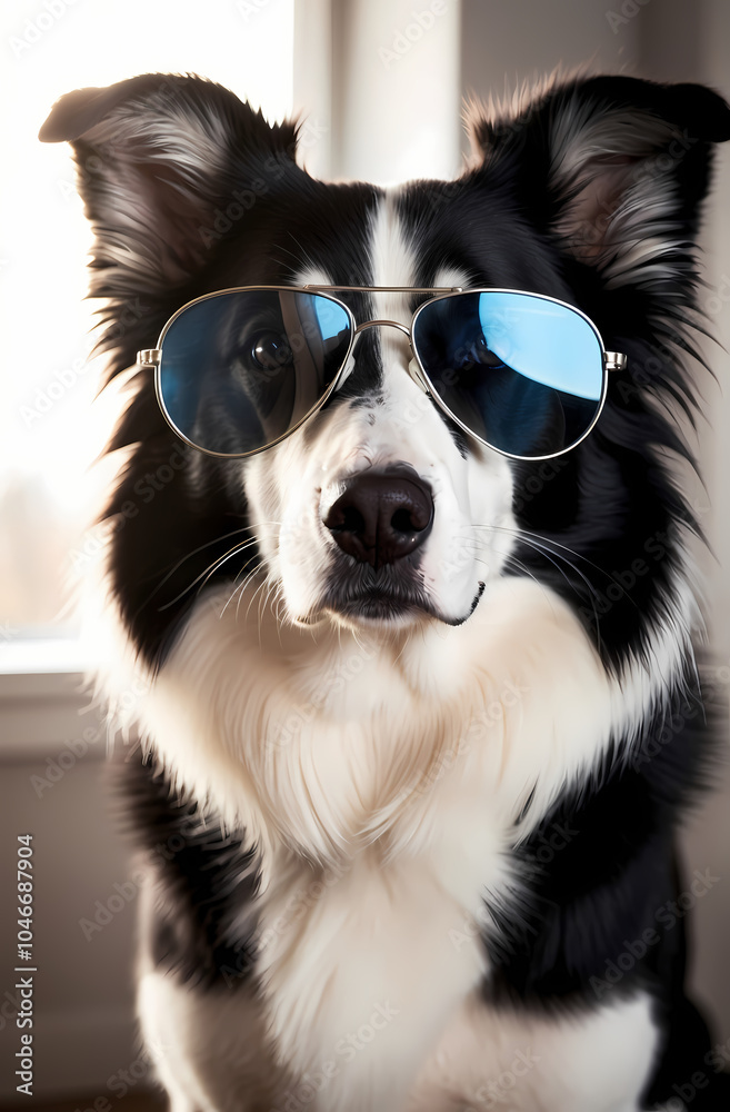 Border Collie In Aviator Glasses With Adventurous And Intellectual Look Border Collie In Aviator Glasses With Adventurous And Intellectual Look