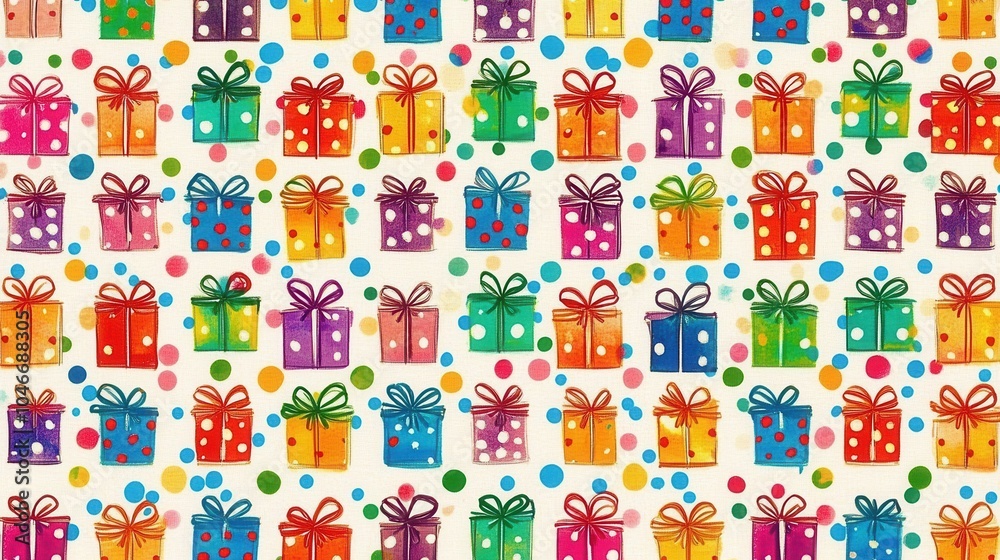 Obraz premium Colorful gift boxes pattern on white background
