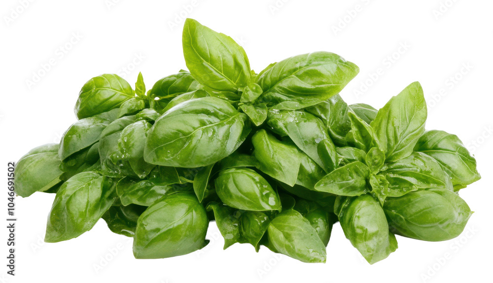 Bunch of Basil greens leaves isolated on a transparent background PNG Bunch of Basil greens leaves isolated on a transparent background PNG