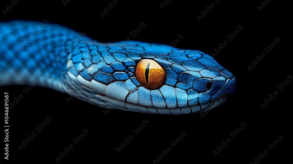 A blue snake with yellow eyes
