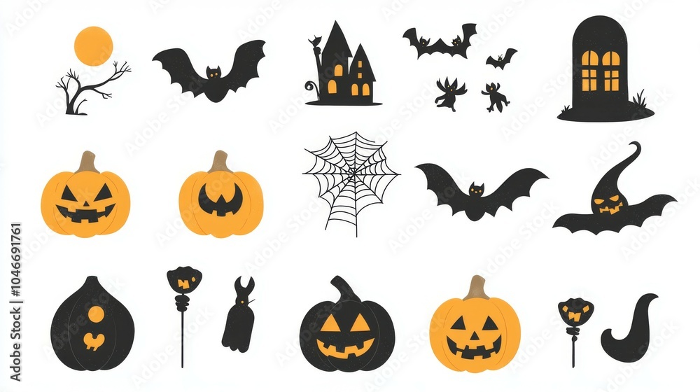 Halloween Themed icons, white background Halloween Themed icons, white background