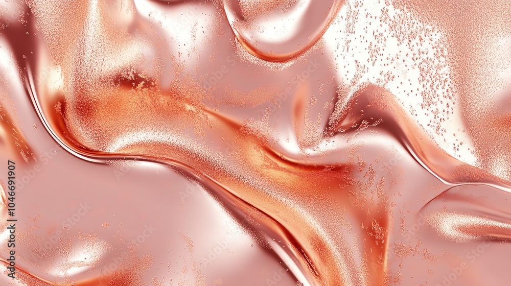Fototapeta premium Sleek rose gold liquid texture for modern backgrounds and design projects.
