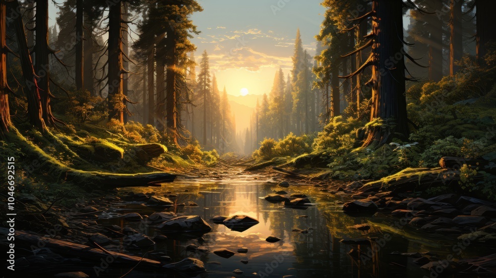 Fototapeta premium Sunrise in the Forest