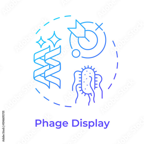 Phage display blue gradient concept icon. Molecular biology technique. Antibody production process. Round shape line illustration. Abstract idea. Graphic design. Easy to use in article