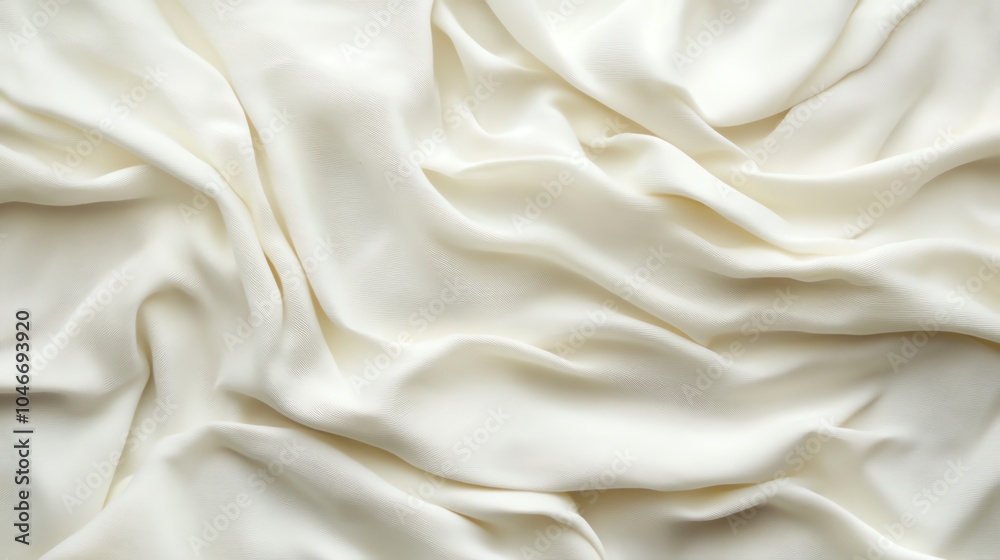 Fototapeta premium Elegant white silk fabric draped beautifully, showcasing smooth texture and soft folds.