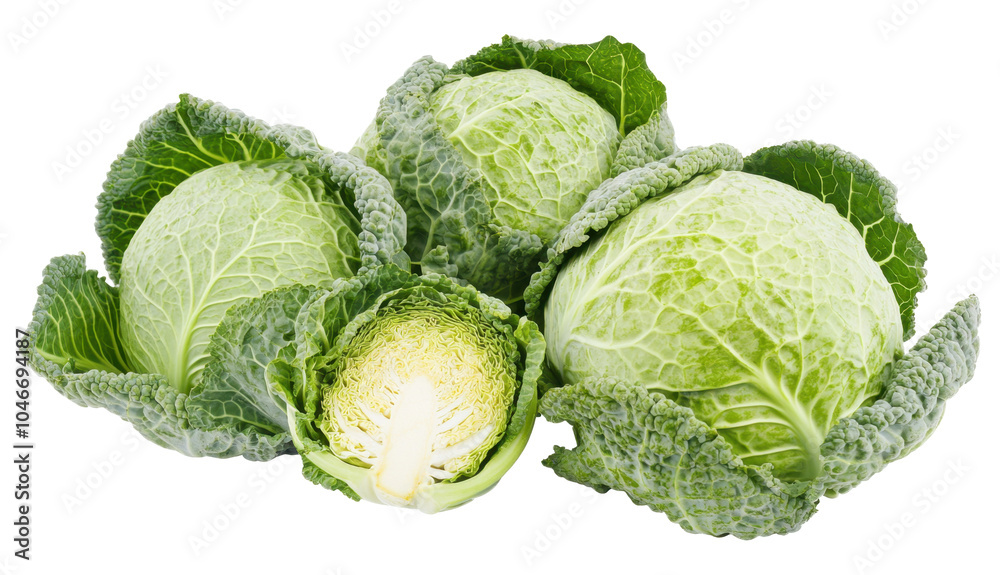 Fototapeta premium Cabbage set isolated on a transparent background PNG