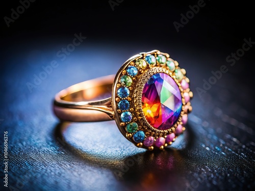 Vintage Colorful Ring on Black Background - Desktop Wallpaper