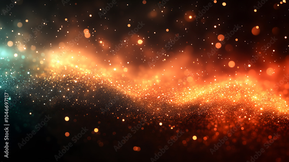 Naklejka premium red, green gold bokeh lights black background