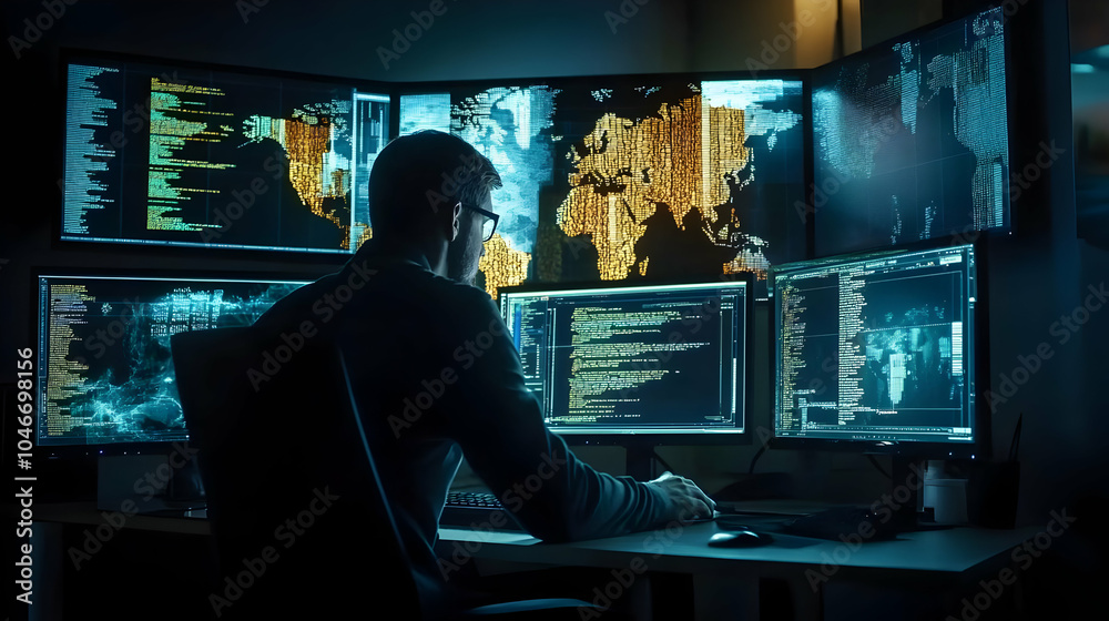 IT Security Engineer at Work in a Modern Office