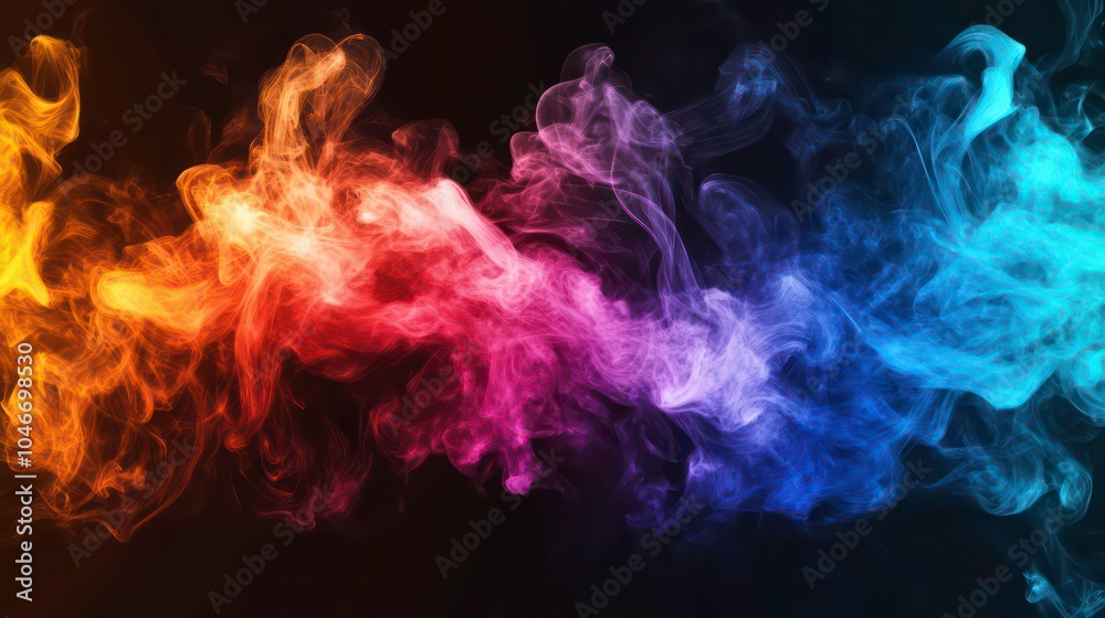 Fototapeta premium Abstract colorful smoke on black background.