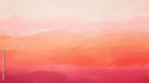 A serene watercolor landscape featuring soft gradients of red and pink hues.