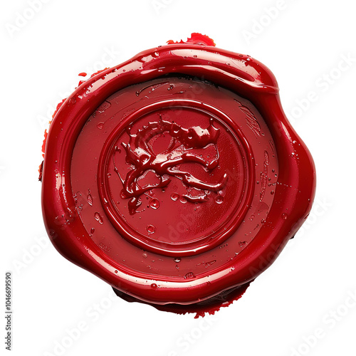 red wax seal on transparent background, clipping path, png, 