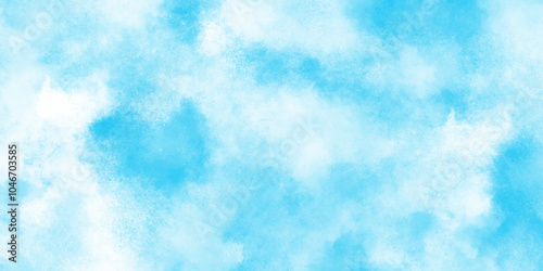 Abstract blue color clouds background, Vibrant clear blue sky with puffy and blurry natural clear clouds, Abstract blue watercolor painted sky background by teal color blue.