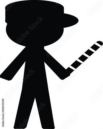 Stickman in a cap with a baton