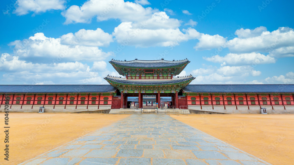 Gyeongbokgung palace in Seoul City, South Korea, Gyeongbokgung palace landmark of Seoul, South Korea, Korean wooden traditional house in Gyeongbokgung the main royal palace, Seoul, South Korea.