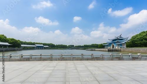 The beauty of Gehu Park, a perfect blend of urban architecture and natural scenery. photo