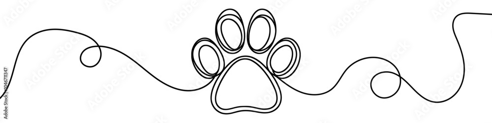 Continuous line drawing of Animal footprint . One line drawing of animal footprint icon. Vector illustration. Continuous line drawing of Animal footprint . One line drawing of animal footprint icon. Vector illustration.