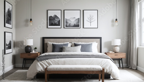 Simple Guest Room with Blank Headboard Display