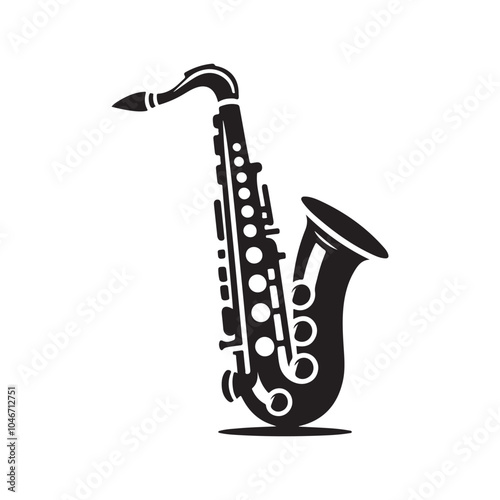 Silhouette Saxophone Vector - Musical Artwork.