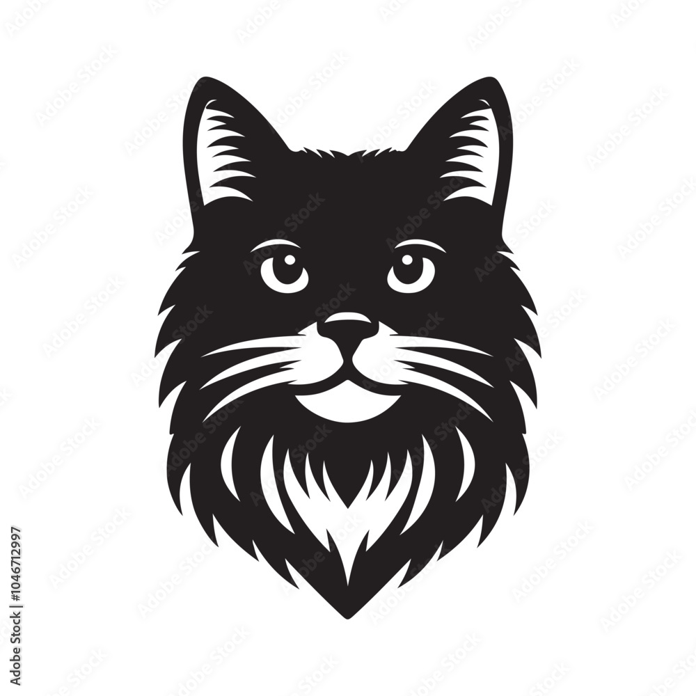 Silhouette of Black Cat Head - Vector Illustration. Silhouette of Black Cat Head - Vector Illustration.