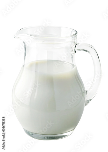 fresh milk in glass jug, transparent background, pro PNG transparent background