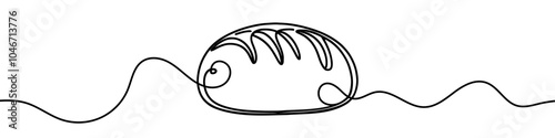 Continuous line drawing representing a loaf of bread