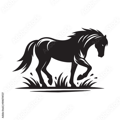 Minimalistic Horse Silhouette Vector Art.