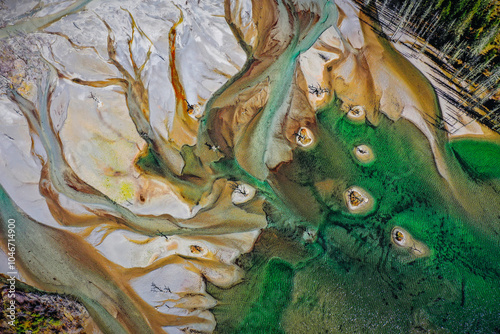 Aerial photography of lakes and hills