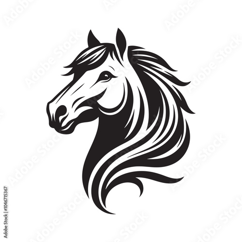 Horse Head Silhouette Vector - Black Design.