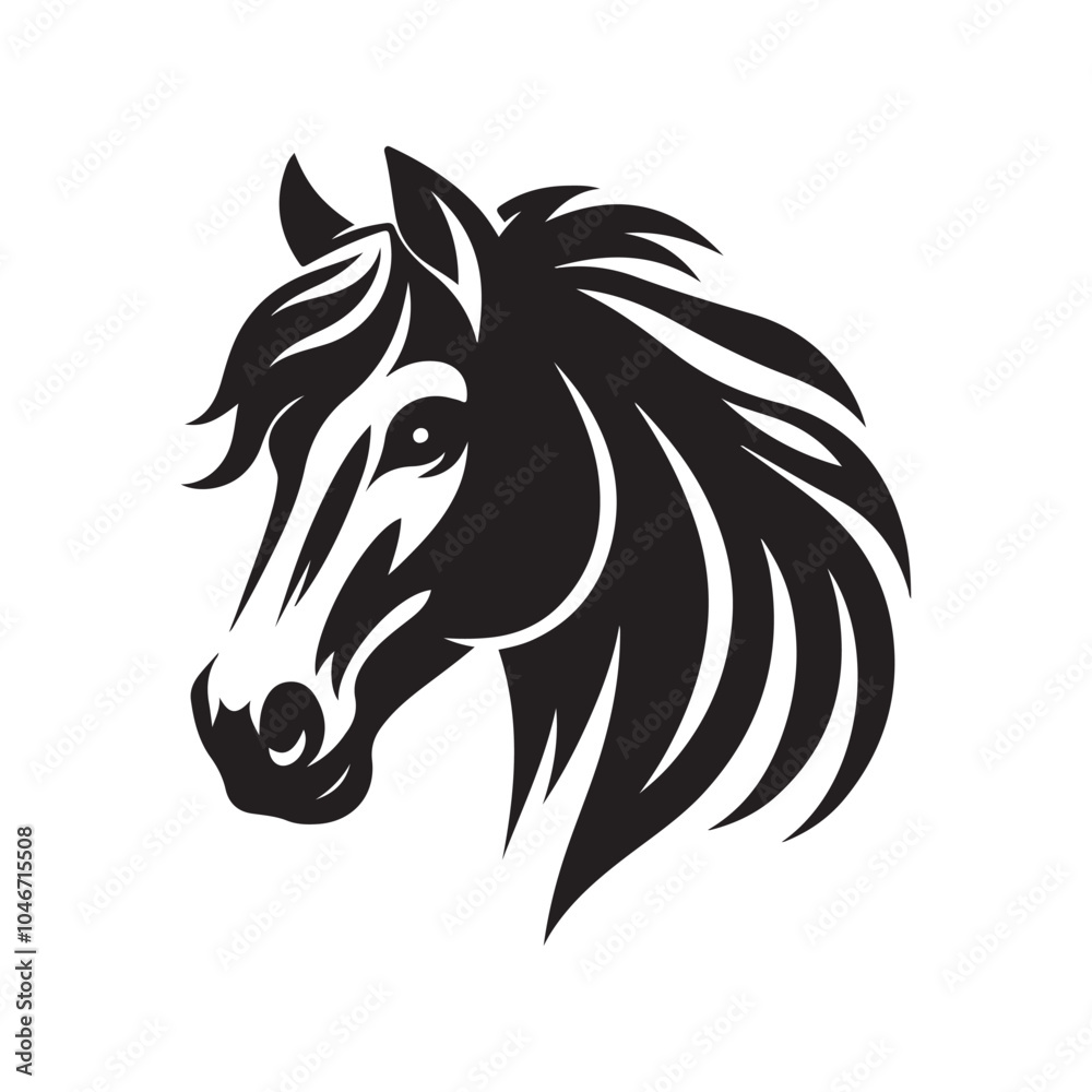 Horse Head Black Silhouette Vector Art. Horse Head Black Silhouette Vector Art.