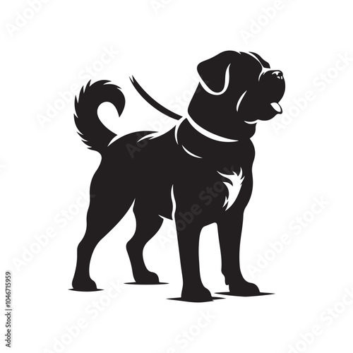 Simple Black Dog Silhouette Vector Graphic.