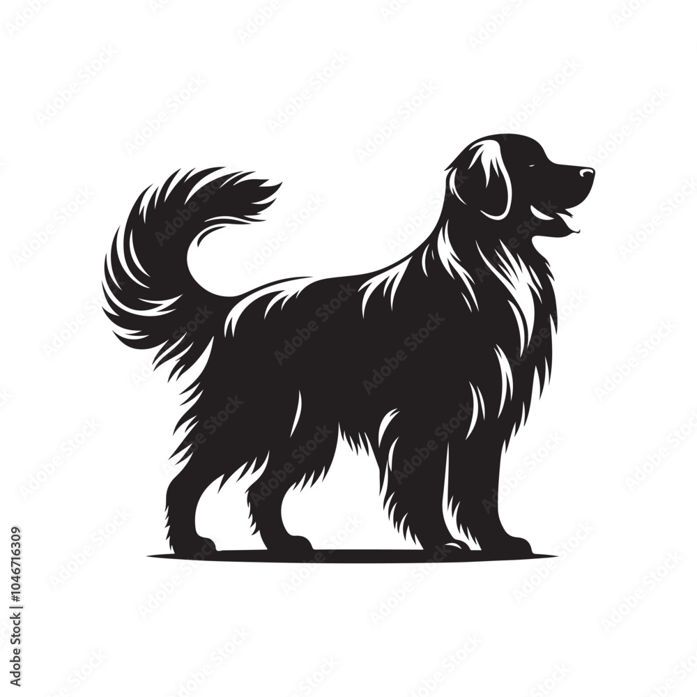 Dog Silhouette in Black - Vector Art.