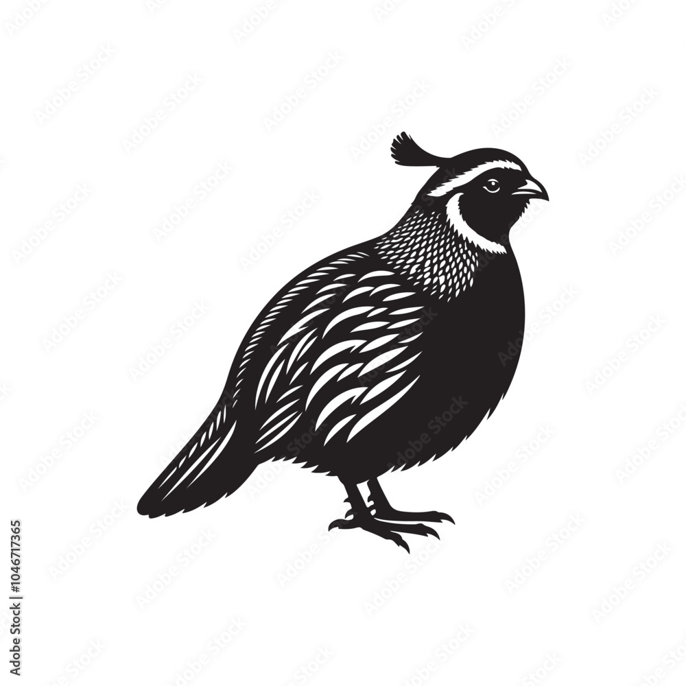 Vector Silhouette of Quail Bird on White Background. Vector Silhouette of Quail Bird on White Background.