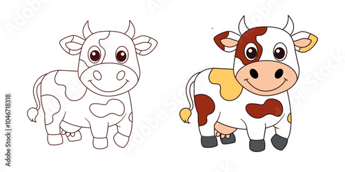 Nice cow. Children's coloring book. Vector illustration.