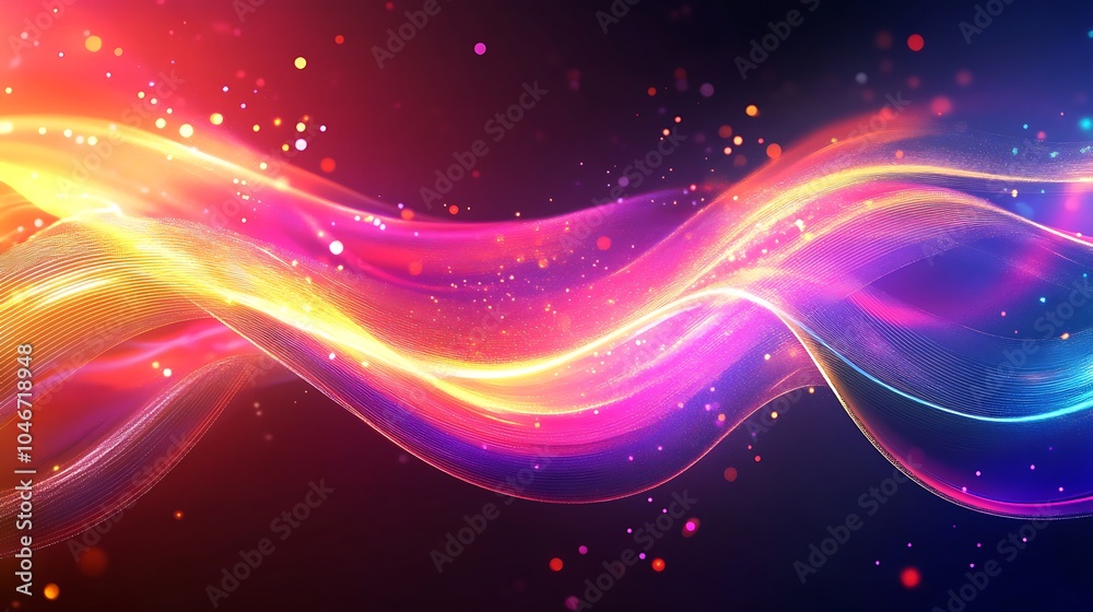 Obraz premium Abstract Digital Wave with Glowing Particles