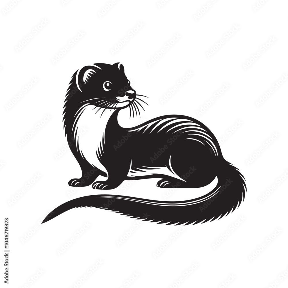 Obraz premium Vector Illustration of Weasel Silhouette on White.