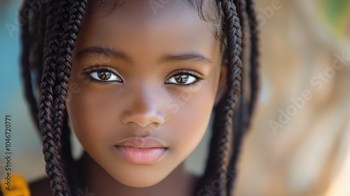 Close-up of a young Nigerian girl with braids