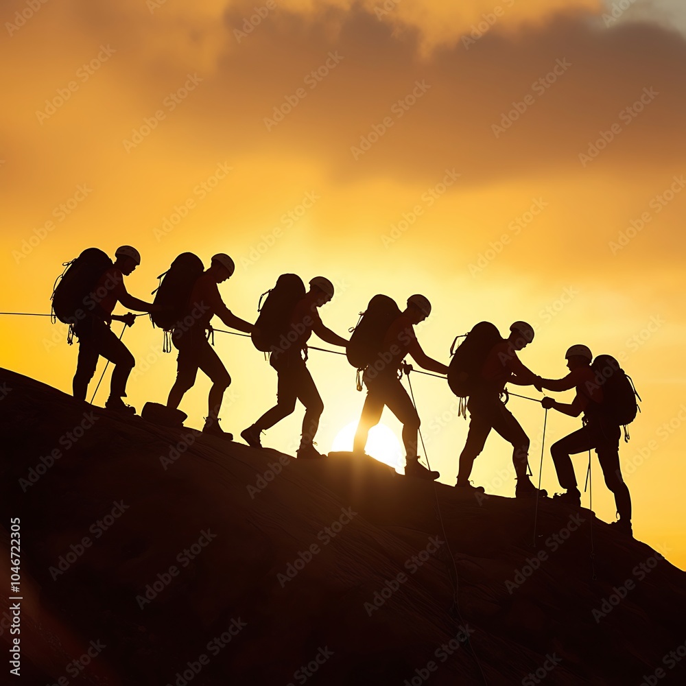 Fototapeta premium Reaching the summit through a united effort