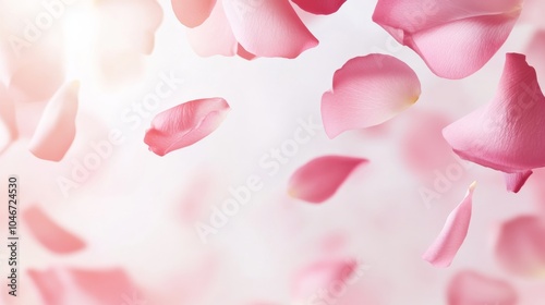 Wallpaper Mural Photo of, Pink background with soft gradient and floating rose petals for design, banner template Torontodigital.ca